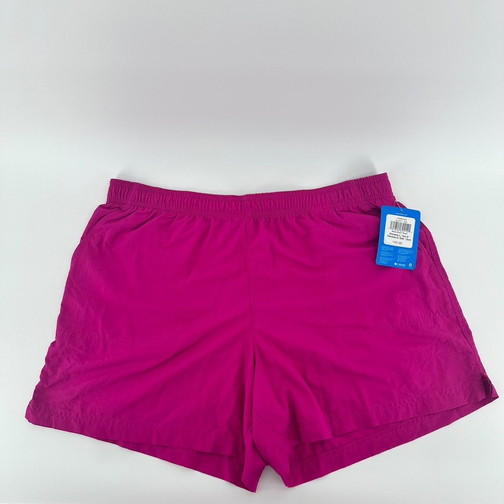 Columbia Sandy River Shorts Pink Nylon Womens L 5 Inseam AL4573 NEW